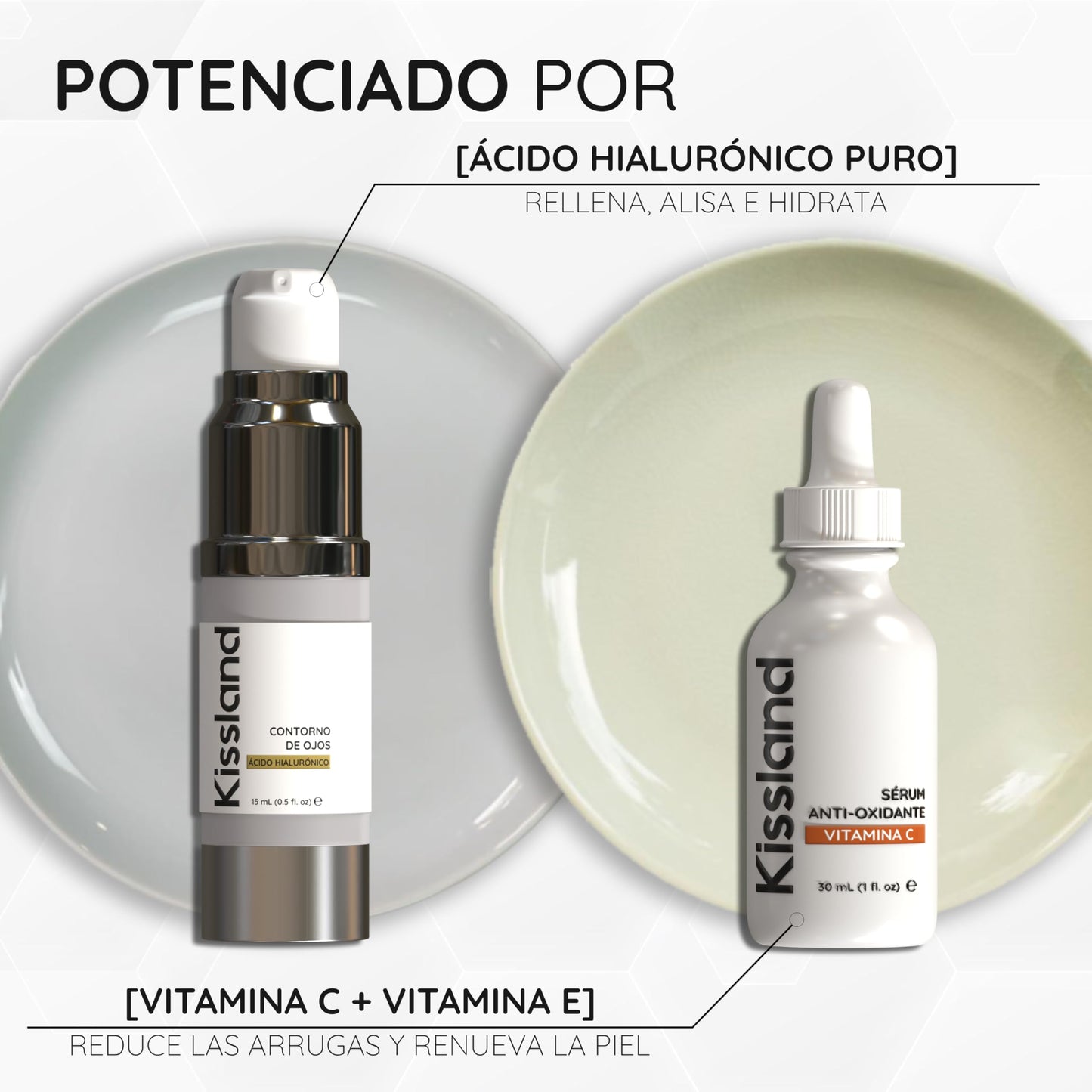 Pack Regalo Serum Contorno de Ojos 60 ml + Serum Facial Antioxidante Vitamina C 30 ml + Balsamo Labial y Crema de Manos de Regalo