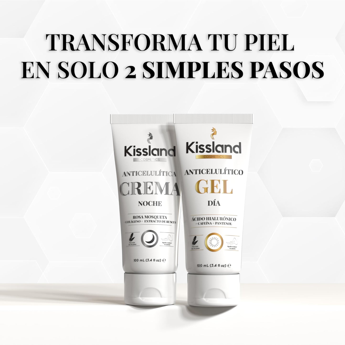 Pack Crema Anticelulitica de DĂa y Crema Anticelulitica de Noche para Reducir la Celulitis de Piernas y Gluteos 100 ml