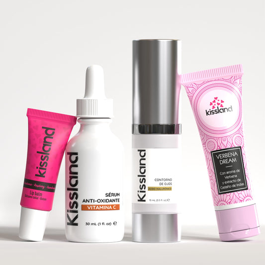 Pack Regalo Serum Contorno de Ojos 60 ml + Serum Facial Antioxidante Vitamina C 30 ml + Balsamo Labial y Crema de Manos de Regalo