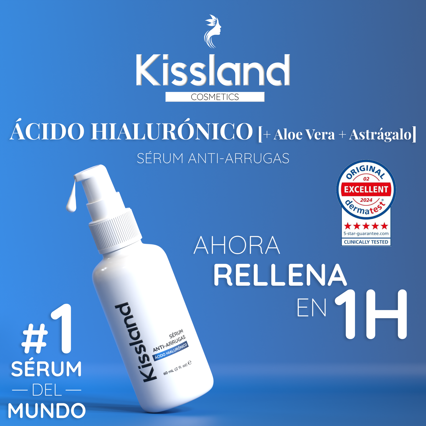Serum Facial Antiarrugas con Ácido Hialurónico Puro, Aloe Vera y Astrágalo 60 ml