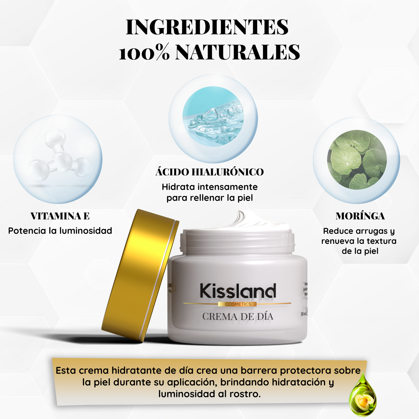 Crema de Día con Ácido Hialurónico Puro + Vitamina E 50 ml